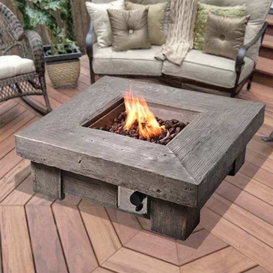 Klingensmith Retro Stone Gas Fire Pit, Stone Gas Fire Pits Outdoor